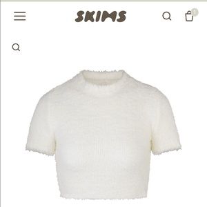 SKIMS NWT COZY KNIT CROPPED T-SHIRT in color Bone S/M